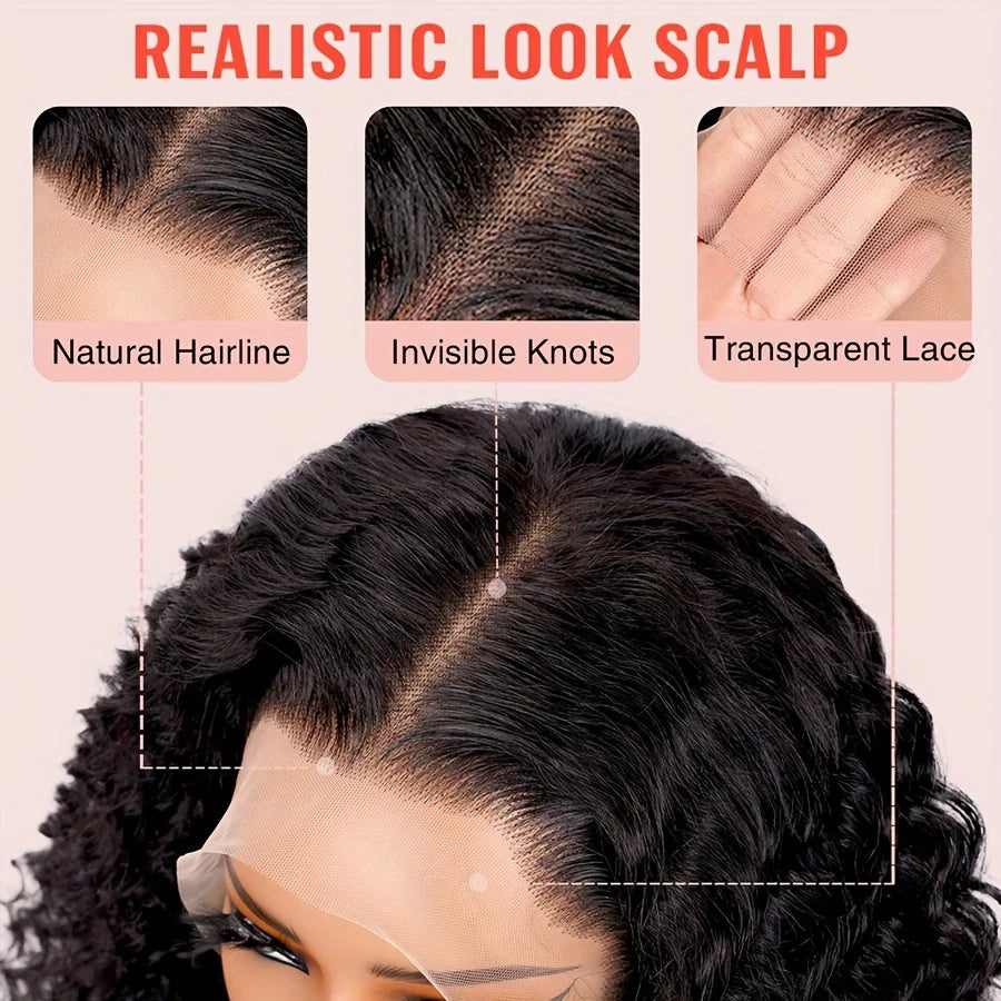 Deep Wave BOB WHD Curly Lace Front Wig Human Hair Pre Plucked Wear And Go Glueless Short Curly Frontal BOB