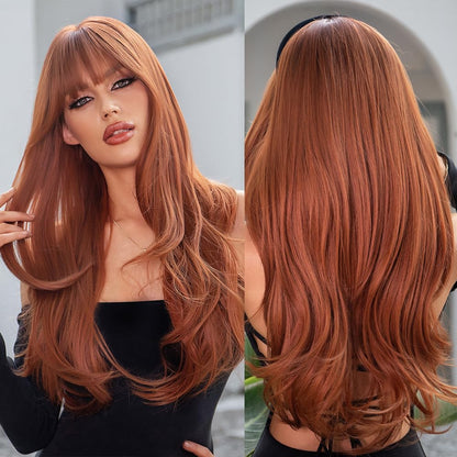 Long Wavy Synthetic Wigs with Bangs