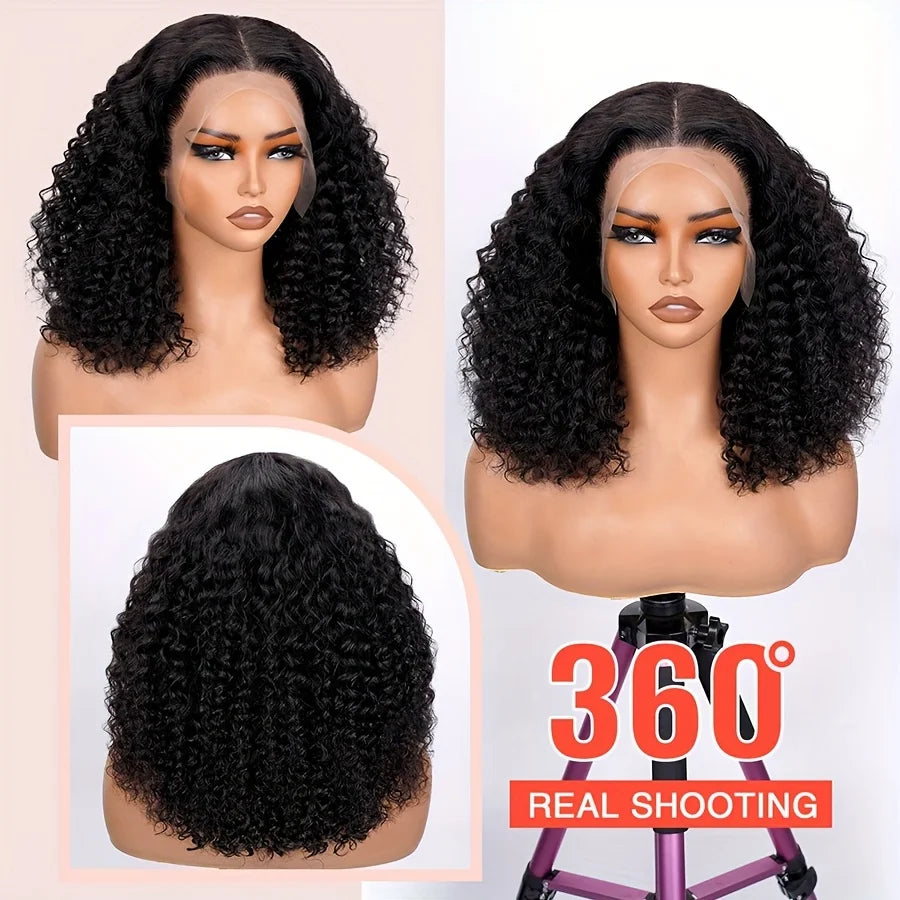 Deep Wave BOB WHD Curly Lace Front Wig Human Hair Pre Plucked Wear And Go Glueless Short Curly Frontal BOB