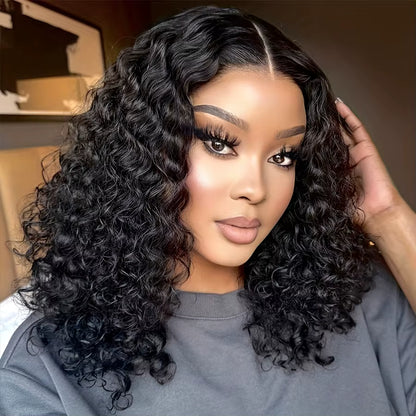 Deep Wave BOB WHD Curly Lace Front Wig Human Hair Pre Plucked Wear And Go Glueless Short Curly Frontal BOB