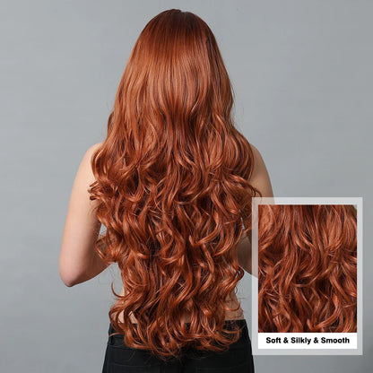 Long Wavy Synthetic Wigs with Bangs