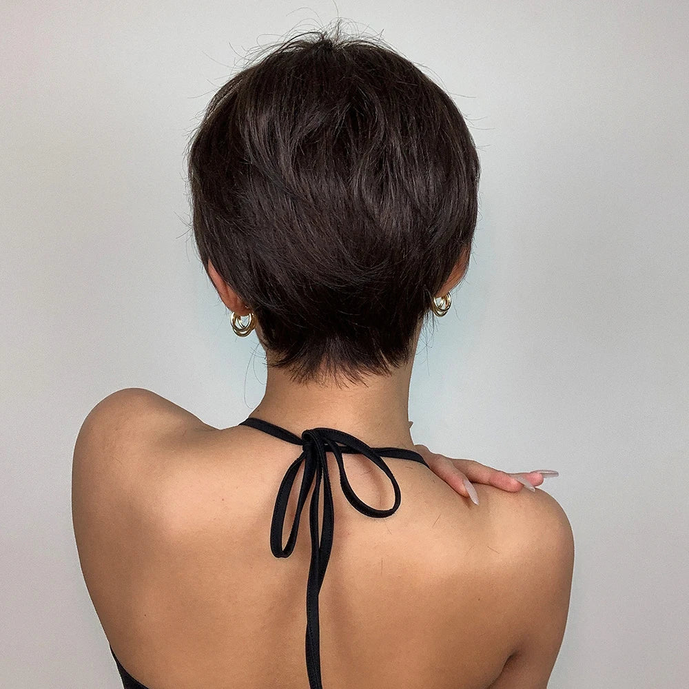 Short Pixie Cut Wigs with Fluffy Bangs