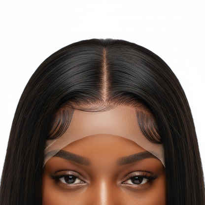 Détail full lace HD - ligne de cheveux avec cheveux raides